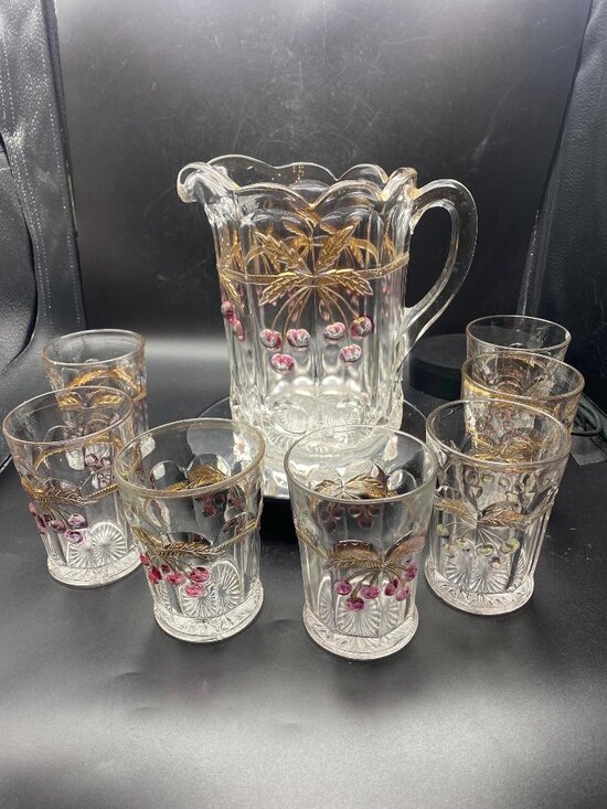 Other - Mosser Pitcher and Glasses Cherry Thumbprint